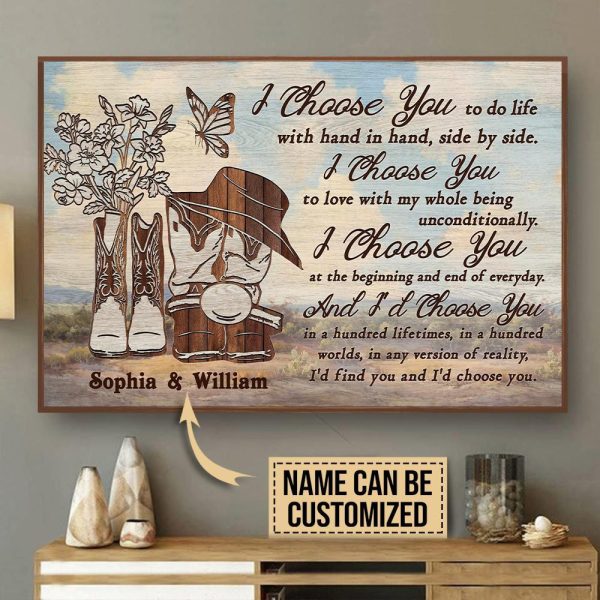 Personalized Canvas Art Painting, Canvas Gallery Hanging Sky Cowboy Couple I Choose You Wall Art Framed Prints, Canvas Paintings