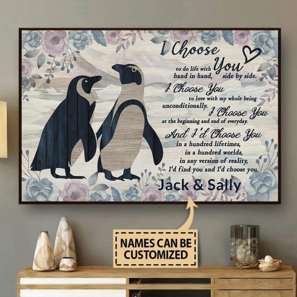 Personalized Canvas Art Painting, Canvas Gallery Hanging Penguin Florist Pallet I Choose You Wall Art Framed Prints, Canvas Paintings