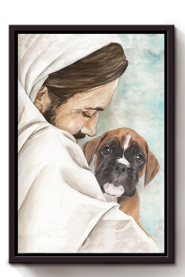 God Hug Cute Dog God For Gift For Christian Framed Matte Canvas Framed Prints, Canvas Paintings