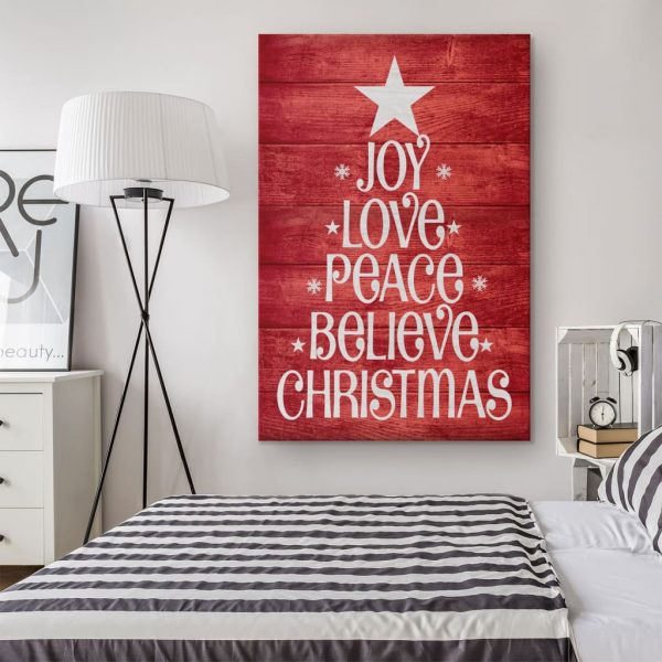 Joy Love Peace Believe Canvas Gallery Painting Wrapped Canvas Canvas, Christian Christmas Gifts - Image 2