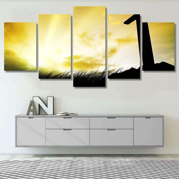 Cross Silhouette Sunset Background 1 Jesus Christian Premium Multi Canvas Prints, Multi Piece Panel Canvas Luxury Gallery Wall Fine Art Print - Image 8