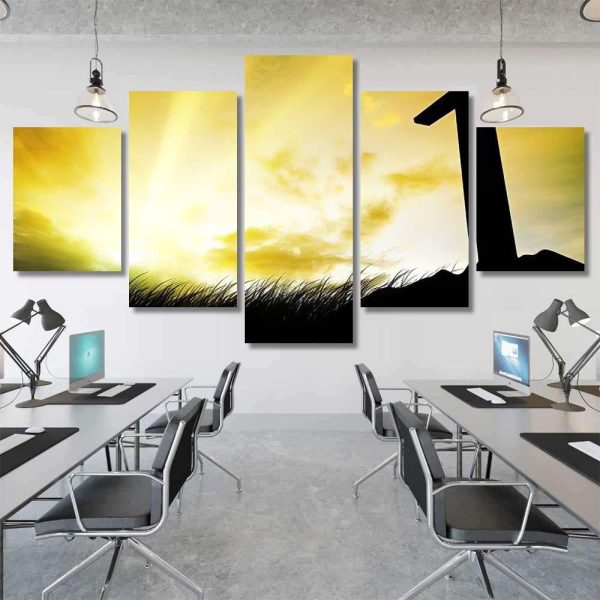 Cross Silhouette Sunset Background 1 Jesus Christian Premium Multi Canvas Prints, Multi Piece Panel Canvas Luxury Gallery Wall Fine Art Print - Image 6