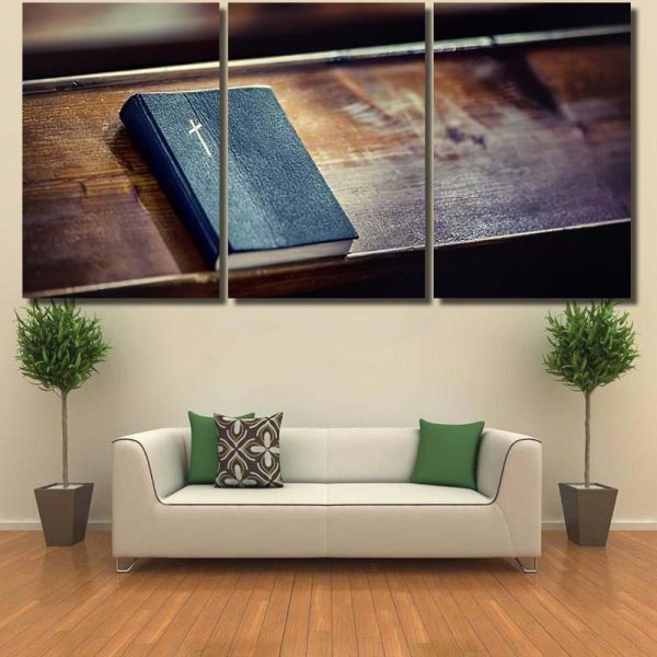 Book Holy Bible On Old Wooden Jesus Christian Premium Multi Canvas Prints, Multi Piece Panel Canvas Luxury Gallery Wall Fine Art Print - Image 6