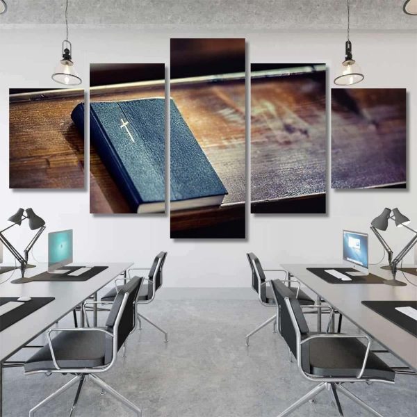 Book Holy Bible On Old Wooden Jesus Christian Premium Multi Canvas Prints, Multi Piece Panel Canvas Luxury Gallery Wall Fine Art Print - Image 7