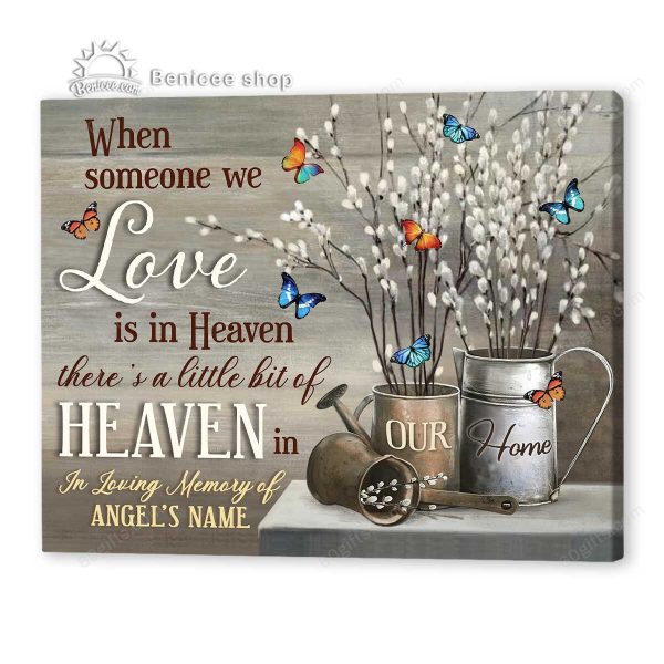 Personalized Name Housewarming Gifts Pussy Pillow In Heaven - Customized Memorial Decor Canvas Print Wall Art