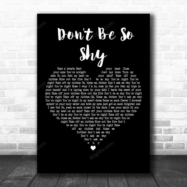 Imany feat. Filatov & Karas Don't Be So Shy Black Heart Decorative Art Gift Song Lyric Print - Canvas Print Wall Art Home Decor