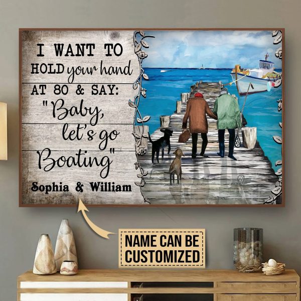 here Gifts Personalized Boating Fishing Hold Your Hand Canvas Home Decor