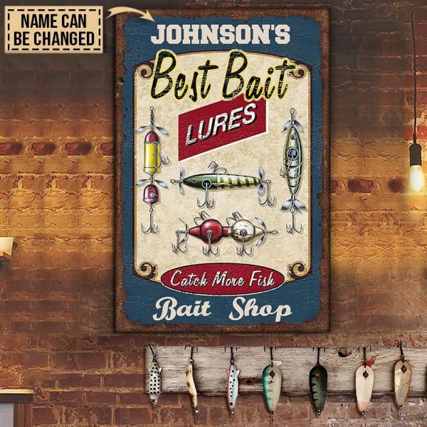 here Gifts Personalized Fishing Best Lures Bait Shop Canvas Home Decor