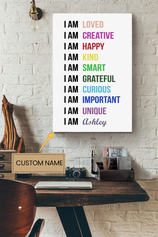 I Am Loved Personalized Canvas Motivation Gift For Housewarming Canvas Gallery Painting Wrapped Canvas Framed Prints, Canvas Paintings