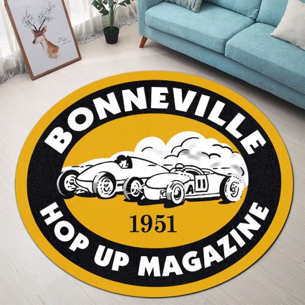 Bonneville 1951 Vintage Style Hot Rod Round Mat Round Floor Mat Room Rugs Carpet Outdoor Rug Washable Rugs