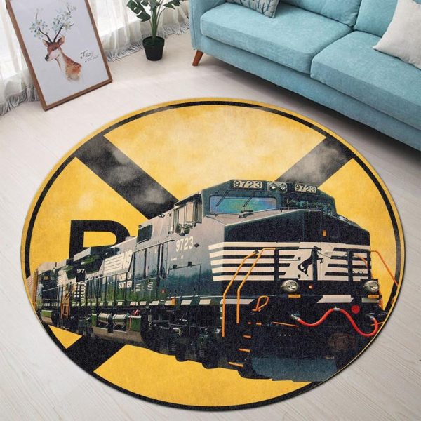 Norfolk Southern Railroad Crossing Round Mat Round Floor Mat Room Rugs Carpet Outdoor Rug Washable Rugs