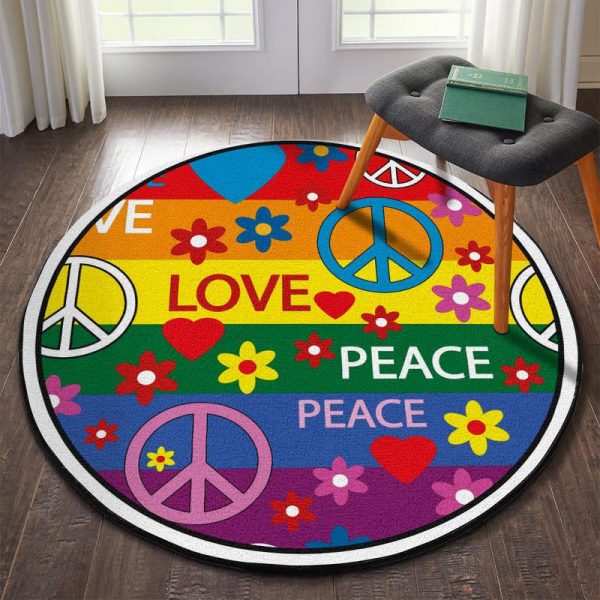 Peace Love Round Mat Round Floor Mat Room Rugs Carpet Outdoor Rug Washable Rugs