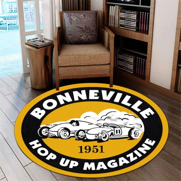 Bonneville 1951 Vintage Style Hot Rod Round Mat Round Floor Mat Room Rugs Carpet Outdoor Rug Washable Rugs - Image 2