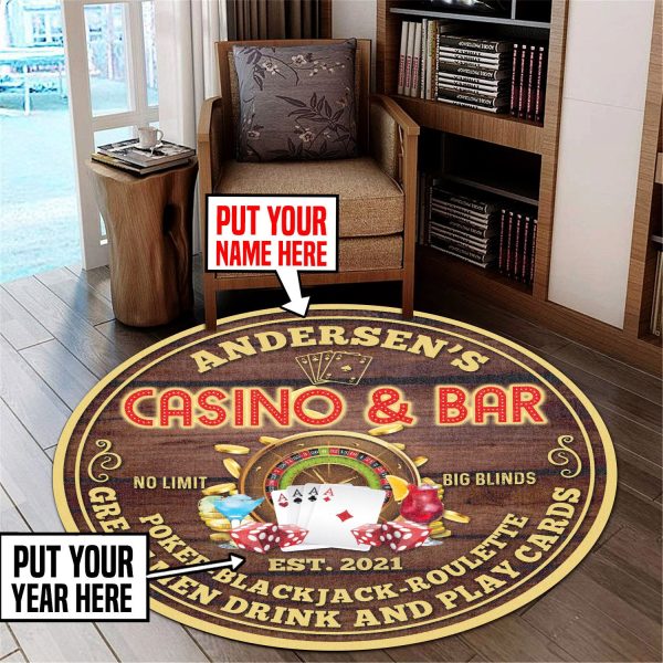 Personalized Casino Bar Poker Round Mat Round Floor Mat Room Rugs Carpet Outdoor Rug Washable Rugs - Image 2