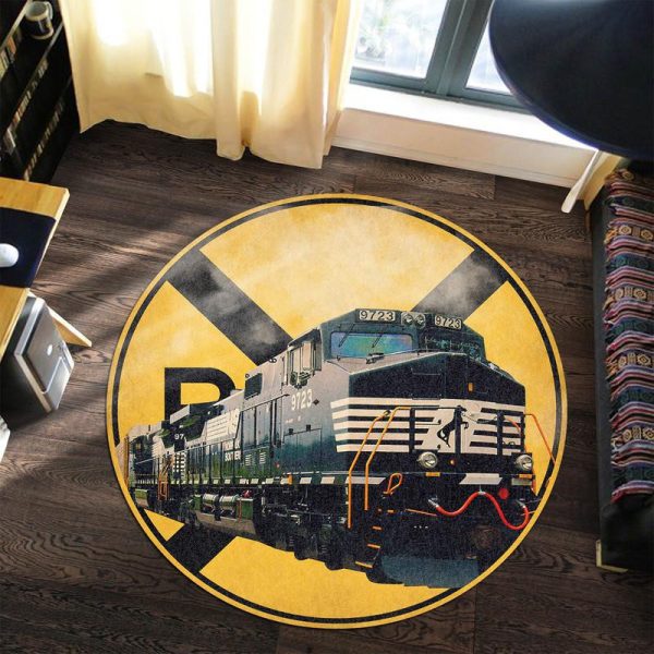 Norfolk Southern Railroad Crossing Round Mat Round Floor Mat Room Rugs Carpet Outdoor Rug Washable Rugs - Image 3