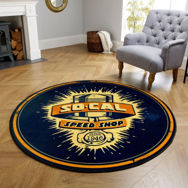 So Cal Speed Shop Hot Rod Round Mat Round Floor Mat Room Rugs Carpet Outdoor Rug Washable Rugs - Image 3