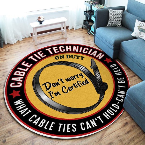 Cable Tie Technician Hot Rod Round Mat Round Floor Mat Room Rugs Carpet Outdoor Rug Washable Rugs - Image 2