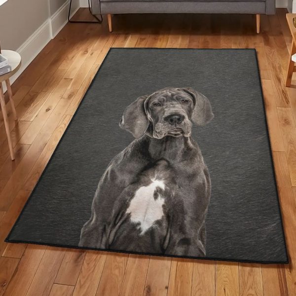 Cute Dogs Grey Great Dane Dog Rug Rectangle Rugs Washable Area Rug Non-Slip Carpet For Living Room Bedroom