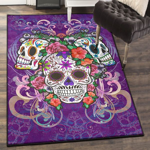 Skull Bedroom Rugs Sugar Skull Rug Rectangle Rugs Washable Area Rug Non-Slip Carpet For Living Room Bedroom