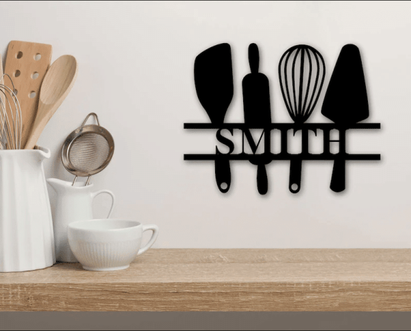 Baking tools personalized name kitchen decor Metal House Sign Laser Cu - Image 3