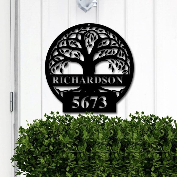 Tree of Life Custom Family Last Name And Number Personalized Metal Hou