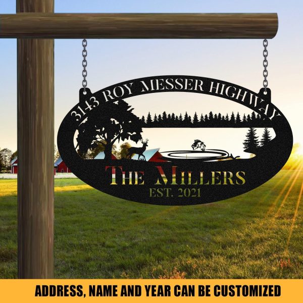 Personalized Family Name Bass Fishing Deer Hunting Hunter Metal Sign M