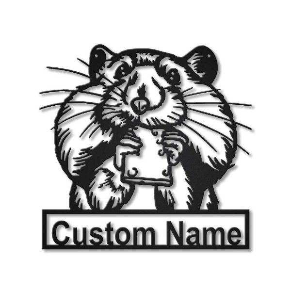 Personalized Hamster Monogram Metal Sign Art, Custom Hamster Metal Sig