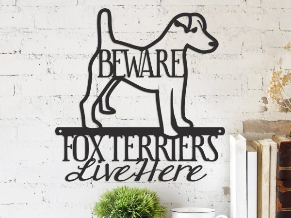 Metal Dog Sign Outdoor Signs Smooth Fox Terrier Metal Signs Beware Of