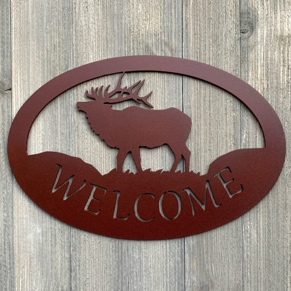 Elk Welcome Metal Sign Cutout Cut Metal Sign Wall Metal Art Decoration