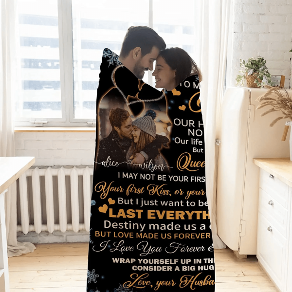 Custom Wife Gifts Blanket With Picture & Names Change - I Love You Gif - Image 4