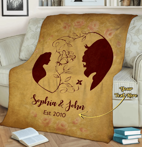 Customized Beauty And Beast Blanket Personalized Couples Blanket Gift