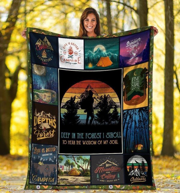 Deep In The Forest I Stroll Camping Hiking Outdoor Fleece Blanket