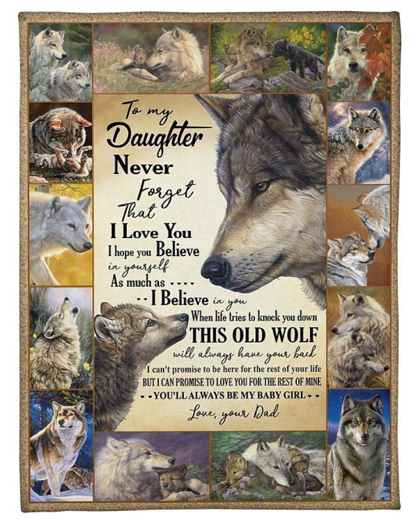 Never Forget That I Love You Old Wolf Blanket Giving Daughter Fleece B