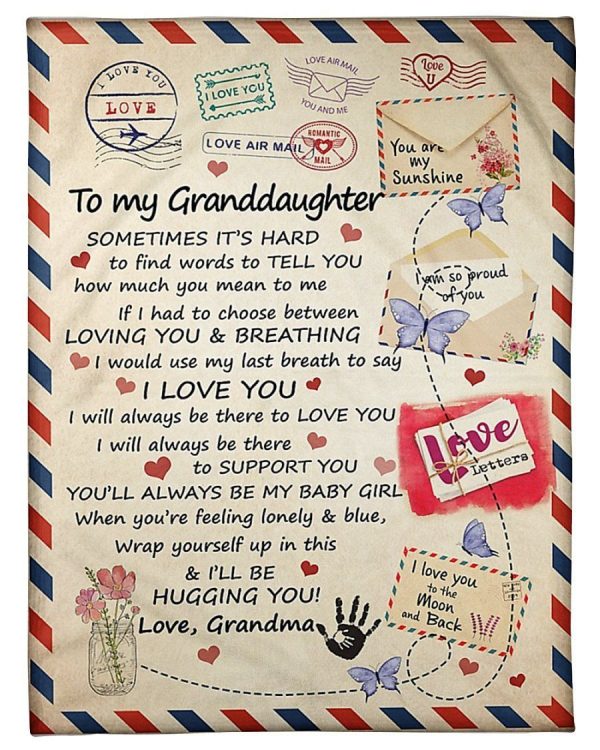 Air Mail Grandma To Granddaughter Fleece Blanket I'll Be Hugging You F