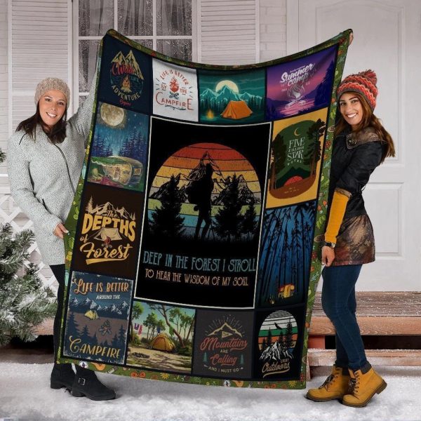 Deep In The Forest I Stroll Camping Hiking Outdoor Fleece Blanket - Image 2