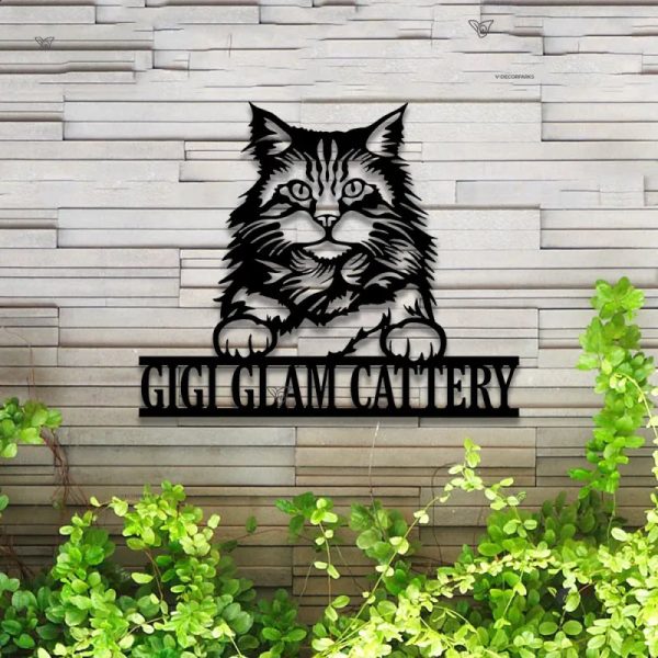 Custom Peeking Maine Coon Cat Metal Wall Art Led Lights, Personalized - Image 4