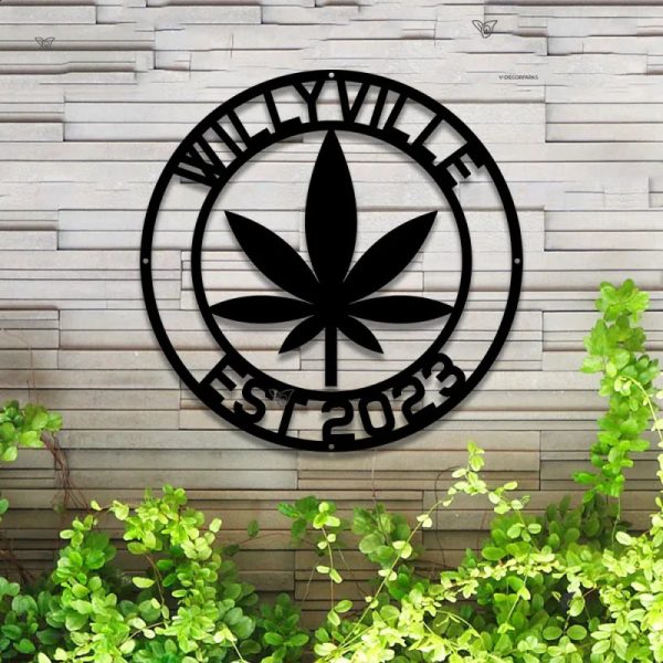 Personalized Weed Metal Wall Art Led Lights, Custom Cannabis Metal Nam - Image 4