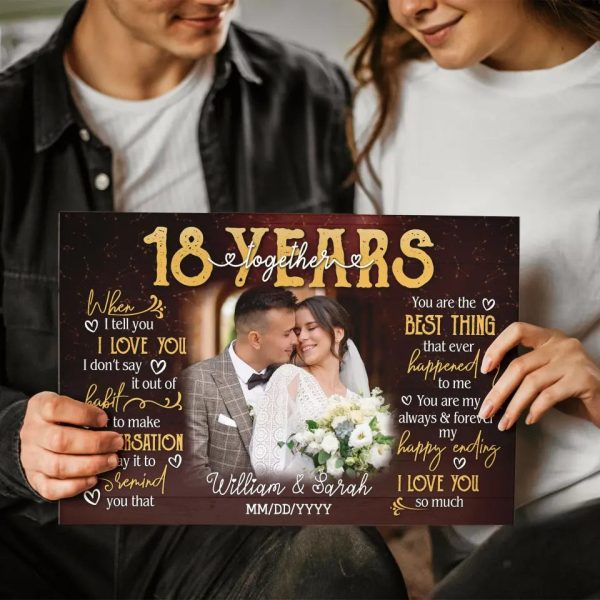 Personalized Photo Canvas Prints, Gifts For Couples, 18th Anniversary Gift For Husband And Wife, 18 Years When I Tell You I Love You Dem Canvas - Image 2