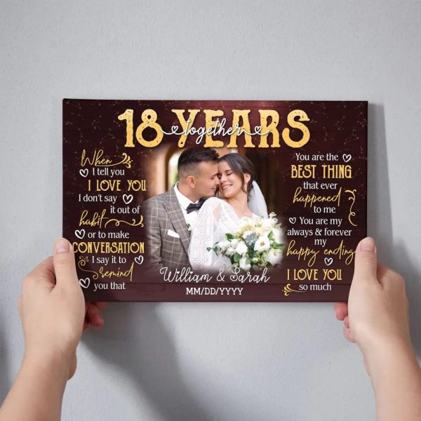 Personalized Photo Canvas Prints, Gifts For Couples, 18th Anniversary Gift For Husband And Wife, 18 Years When I Tell You I Love You Dem Canvas - Image 4