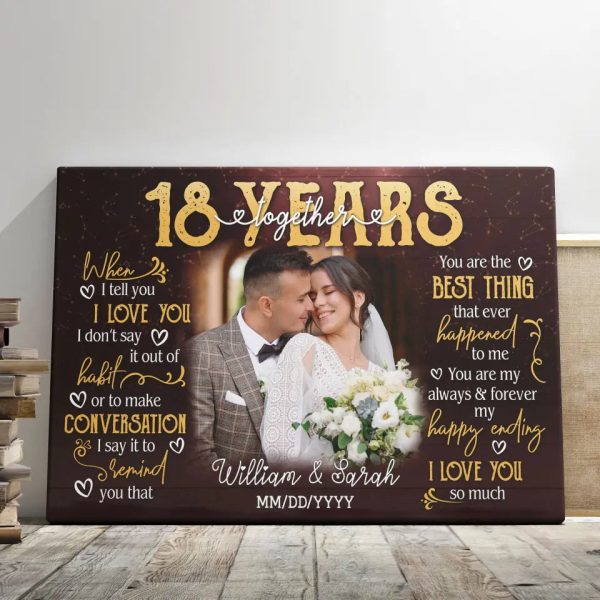 Personalized Photo Canvas Prints, Gifts For Couples, 18th Anniversary Gift For Husband And Wife, 18 Years When I Tell You I Love You Dem Canvas - Image 5