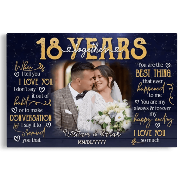 Personalized Photo Canvas Prints, Gifts For Couples, 18th Anniversary Gift For Husband And Wife, 18 Years When I Tell You I Love You Dem Canvas - Image 6