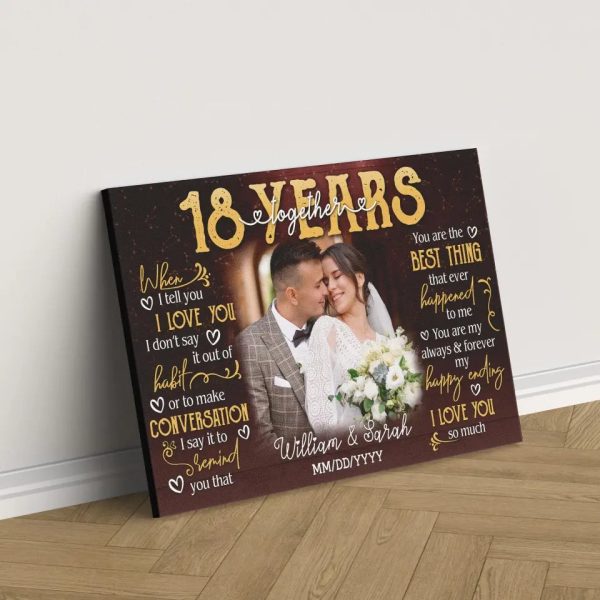 Personalized Photo Canvas Prints, Gifts For Couples, 18th Anniversary Gift For Husband And Wife, 18 Years When I Tell You I Love You Dem Canvas - Image 8