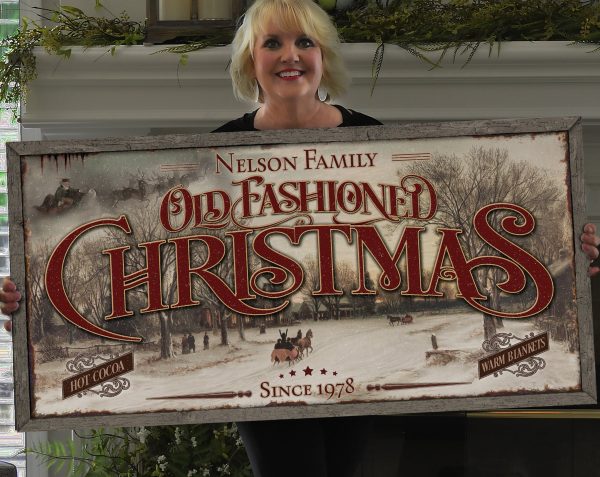 here Canvas Old Fashioned Christmas | Santa Christmas Decor Sign | Personalized Christmas Sign | Farmhouse Christmas | Farm Wall Decor | Distressed Sign - Image 2