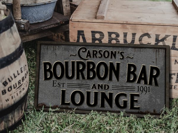 here Canvas Pewter Style Bourbon Bar Sign | Personalized Bourbon Sign | Bourbon Lounge Sign | Family Name Bar Sign | Family Bar Sign - Image 3