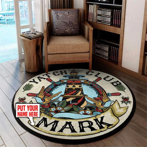 Personalized Classic Yacht Club Living Room Round Mat Circle Rug