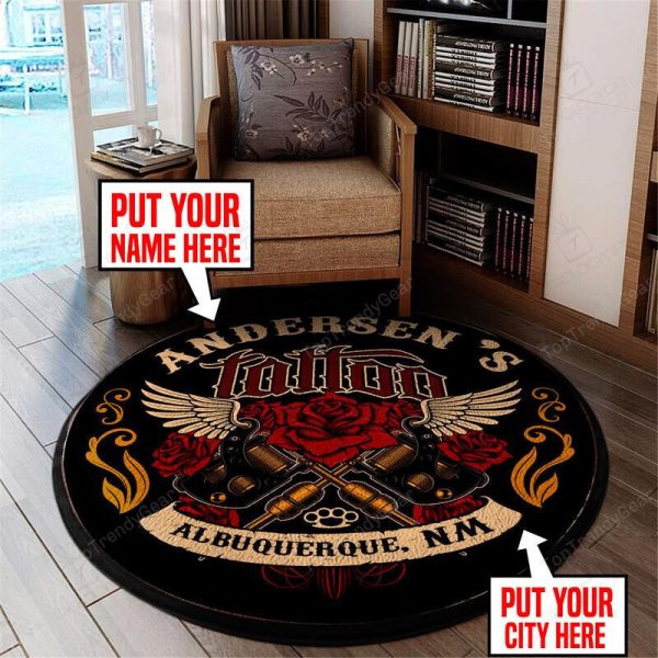 Personalized Tattoo Living Room Round Mat Circle Rug - Image 3