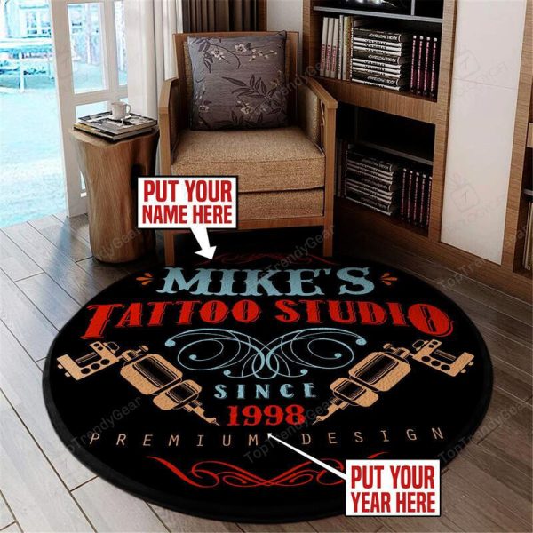 Personalized Tattoo Living Room Round Mat Circle Rug - Image 4