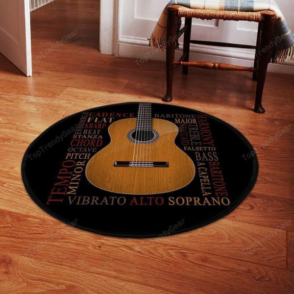 Guitar Wood Round Mat Round Floor Mat Room Rugs Carpet Outdoor Rug Washable Rugs - Image 2