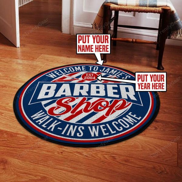 Personalized Barber Shop Round Mat Round Floor Mat Room Rugs Carpet Outdoor Rug Washable Rugs - Image 2