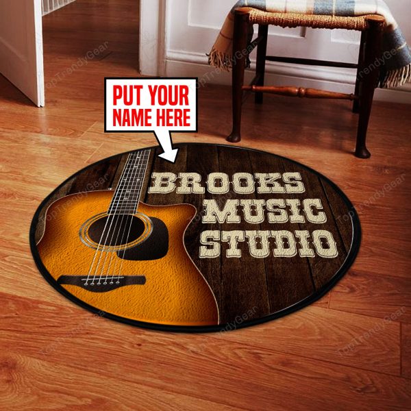 Personalized Music Studio Guitar Round Mat Round Floor Mat Room Rugs Carpet Outdoor Rug Washable Rugs - Image 3